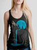 Lone Wolf - Multicolor on Heather Black Triblend Womens Racerback Tank Top