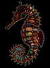 Seahorse - Multicolor on Black Womens Muscle Tank