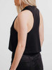 Drifting - Multicolor on Black Womens Cropped Racerback Tank