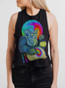 Inspiration - Multicolor on Black Womens Cropped Racerback Tank