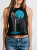 Lone Wolf - Multicolor on Black Womens Cropped Racerback Tank