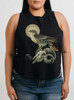 Ram Skull - Multicolor on Black Womens Cropped Racerback Tank