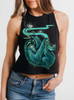 Sloth - Multicolor on Black Womens Cropped Racerback Tank