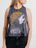 Wolf - Multicolor on Navy Womens Cropped Racerback Tank