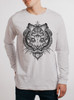 Big Cat - Multicolor on Heather White Men's Long Sleeve