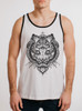 Big Cat - Multicolor on White with Black Mens Tank Top