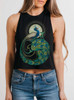 Peafowl - Multicolor on Black Womens Cropped Racerback Tank