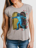 New Dimension - Multicolor on Heather Stone Women's Rolled Cuff T-Shirt