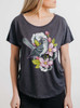 Apple Blossoms - Multicolor on Heather Navy Triblend Womens Dolman T Shirt