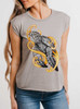 Sea Turtle - Multicolor on Heather Stone Women's Rolled Cuff T-Shirt