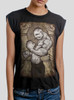 The Fighter - Multicolor on Black Women's Rolled Cuff T-Shirt