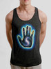 Destiny - Multicolor on Heather Black Triblend Mens Tank Top