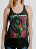 Black Swan - Multicolor on Heather Black Triblend Womens Racerback Tank Top