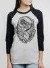 Ram - Black on Heather White and Black Triblend Womens Raglan