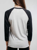 Ram - Black on Heather White and Black Triblend Womens Raglan