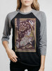 Lady with the Mask - Multicolor on Heather Black and Grey Triblend Womens Raglan