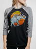 Elephant City - Multicolor on Heather Black and Grey Triblend Womens Raglan