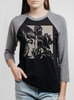 Dark Rose - Tan on Heather Black and Grey Triblend Womens Raglan