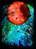 Blood Moon - Multicolor on Heather Black and Grey Triblend Womens Raglan