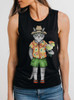 Vacation Cat - Multicolor on Black Womens Muscle Tank