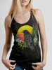 Raven Sunset - Multicolor on Heather Black Triblend Womens Racerback Tank Top