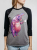 Coffeepotamus - Multicolor on Heather Grey and Black Triblend Womens Raglan