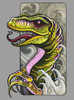 Raptor - Multicolor on Heather Grey Triblend Womens Racerback Tank Top