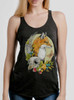 Fox and Skull - Multicolor on Heather Black Triblend Womens Racerback Tank Top