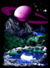 Alien World - Multicolor on Heather Black Triblend Womens Long Sleeve