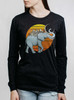 Elephant City - Multicolor on Heather Black Triblend Womens Long Sleeve