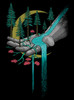 Hand of Nature - Multicolor on Heather Black Triblend Womens Long Sleeve