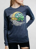 Man in the Moon - Multicolor on Heather Navy Triblend Womens Long Sleeve