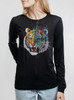 Melting Tiger - Multicolor on Heather Black Triblend Womens Long Sleeve