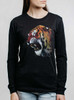 Tiger's Head - Multicolor on Heather Black Triblend Womens Long Sleeve