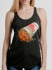 Ramen Hermit - Multicolor on Heather Black Triblend Womens Racerback Tank Top