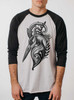 Heron's Head - Multicolor on Heather White and Black Triblend Raglan