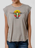 Hummingbird Sunset - Multicolor on Heather Stone Women's Rolled Cuff T-Shirt