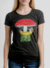 Mouse and Mushroom - Multicolor on Heather Black Triblend Junior Womens T-Shirt