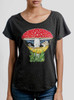 Mouse and Mushroom - Multicolor on Heather Black Triblend Womens Dolman T Shirt