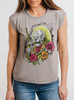 Calavera - Multicolor on Heather Stone Women's Rolled Cuff T-Shirt