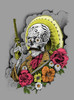 Calavera - Multicolor on Heather Grey Women's Pullover Hoodie