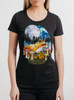 Moon Fox - Multicolor on Heather Black Triblend Junior Womens T-Shirt