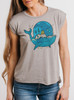 Whale World - Multicolor on Heather Stone Women's Rolled Cuff T-Shirt