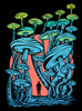 Mushroom Forest - Multicolor on Black Women's Rolled Cuff T-Shirt