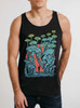 Mushroom Forest - Multicolor on Heather Black Triblend Mens Tank Top