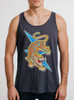 Neon Tiger - Multicolor on Heather Navy Triblend Mens Tank Top