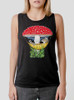 Mouse and Mushroom - Multicolor on Black Womens Muscle Tank