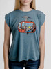 Gondola - Multicolor on Heather Deep Teal Women's Rolled Cuff T-Shirt