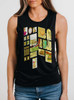 Curio Cabinet - Multicolor on Black Womens Muscle Tank