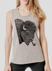 Smoked Buffalo - Black on Heather Stone Womens Muscle Tank